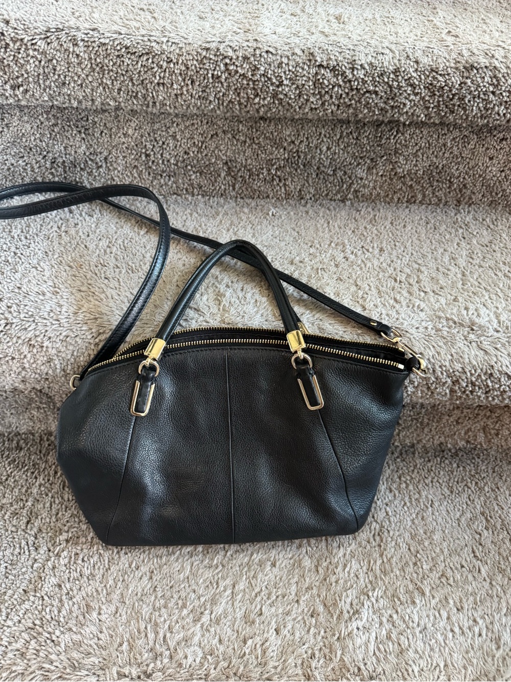 Coach Black Leather Shoulder Bag with Gold Hardware - Picture 9 of 10
